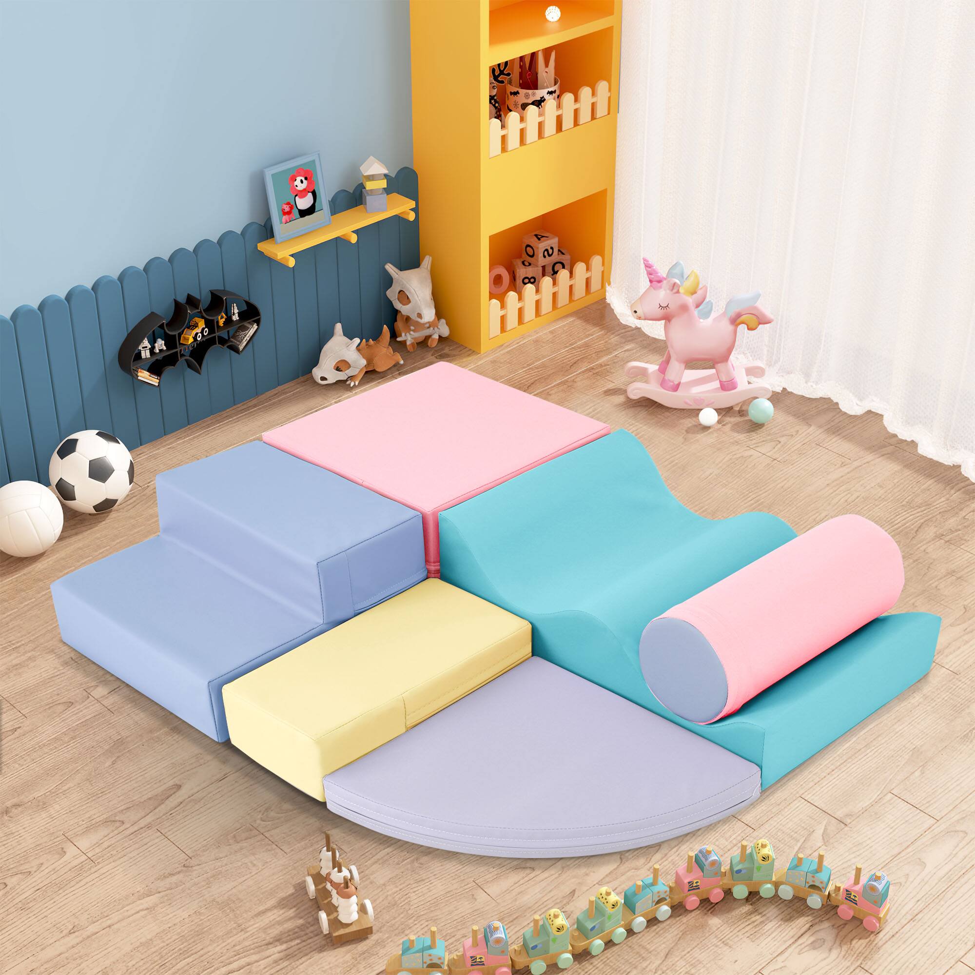 Siljoy - 6-in-1 Soft Foam Climb & Crawl Playset, EPE Foam Indoor Playground, Kids Active Play Structure, 6 Pieces - Blue price history on PriceWatchPro
