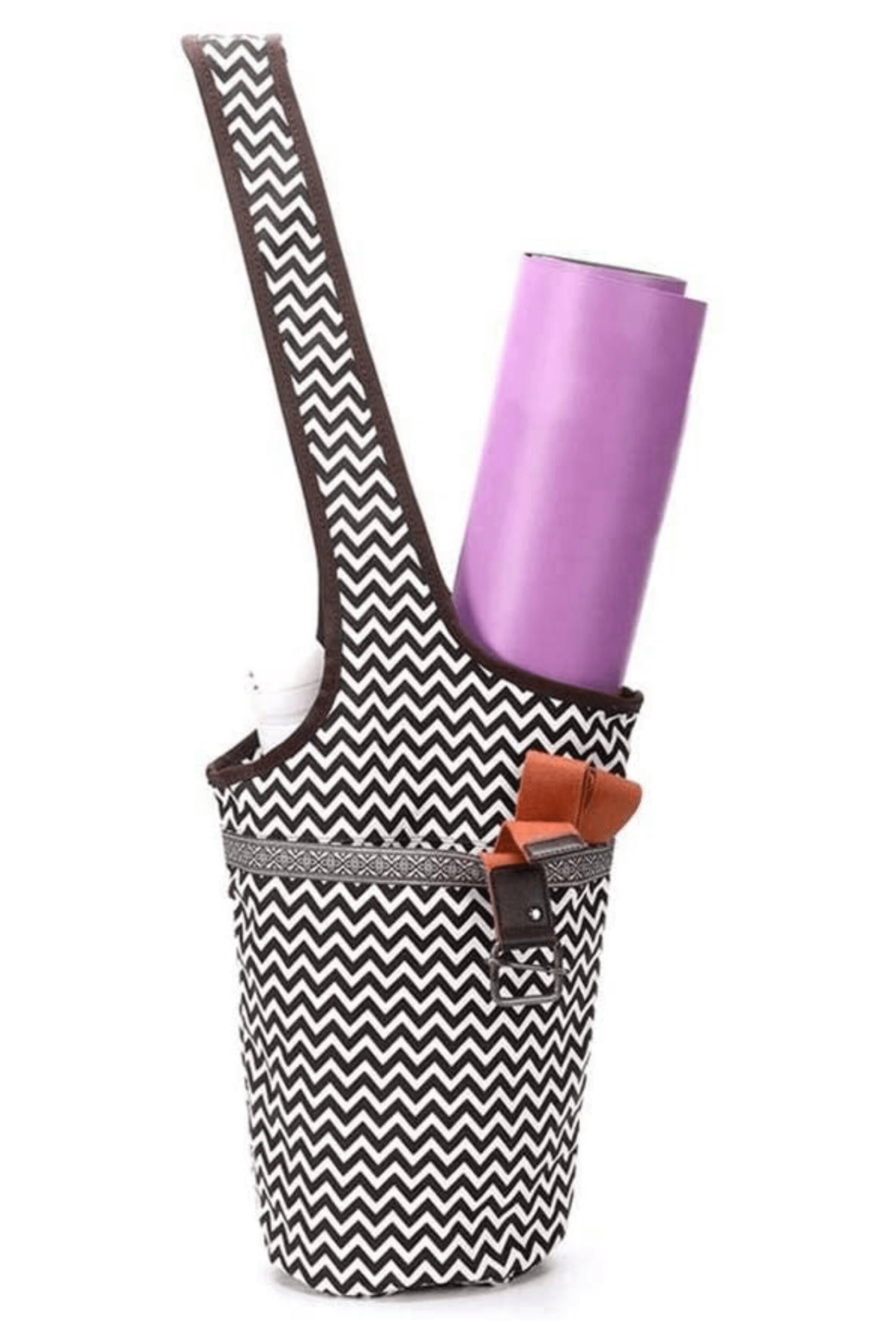 Alt View 5. JupiterGear - Yoga Mat Carrying Tote Bag with Large Size Pockets | Multipurpose and Fit Most Size Mats - B&W ZigZag.