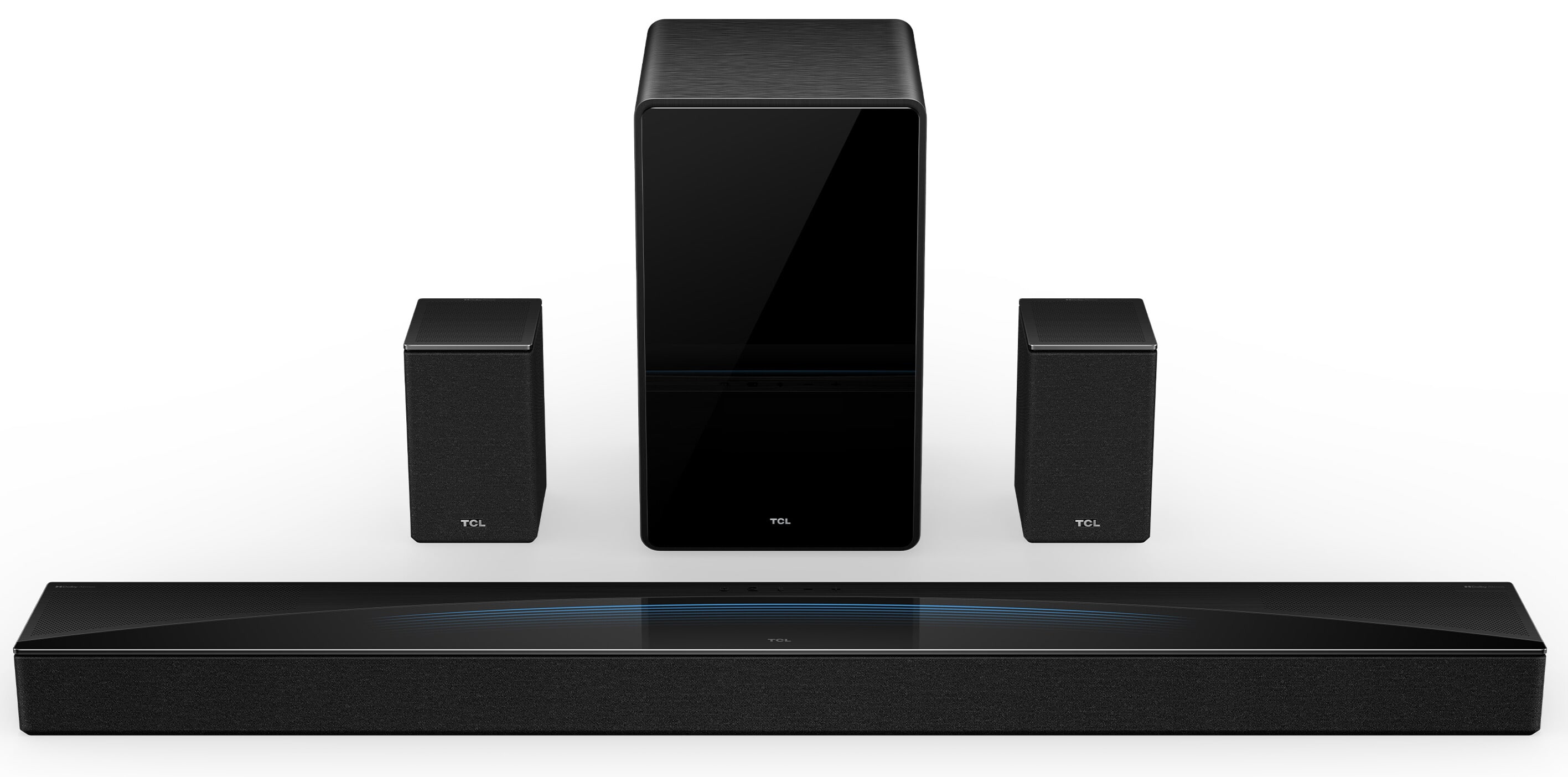 TCL - Q85H Q Class 7.1.4 Channel Sound Bar with Dolby Atmos, Wireless Subwoofer, and Wireless Surround Speakers - Black - Front_Zoom