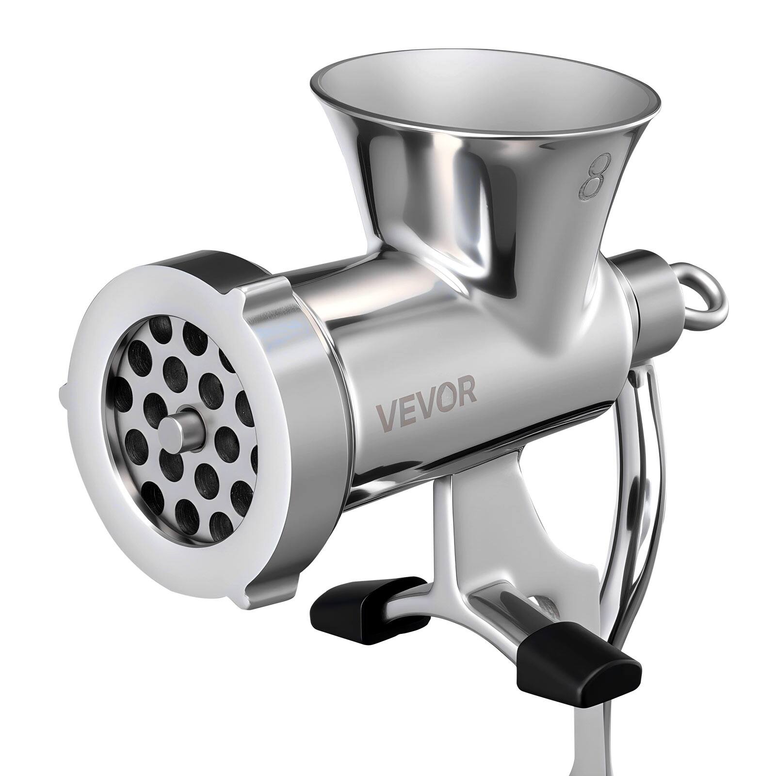 Alt View 5. VEVOR - Manual Meat Grinder, 304 Stainless Steel Hand Crank Meat Mincer with Steel Table Clamp, Sausage Stuffer - Sliver.