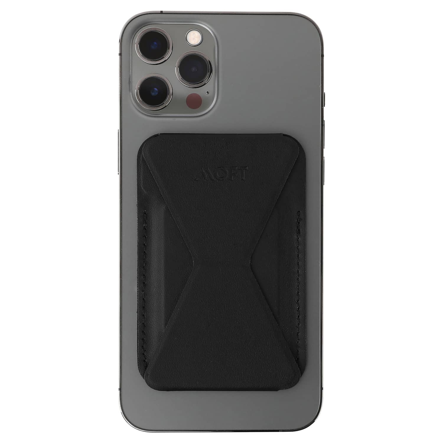 Front. MOFT - Snap-on Phone Stand and Wallet for iPhone 12 and 13 Series - Night Black.