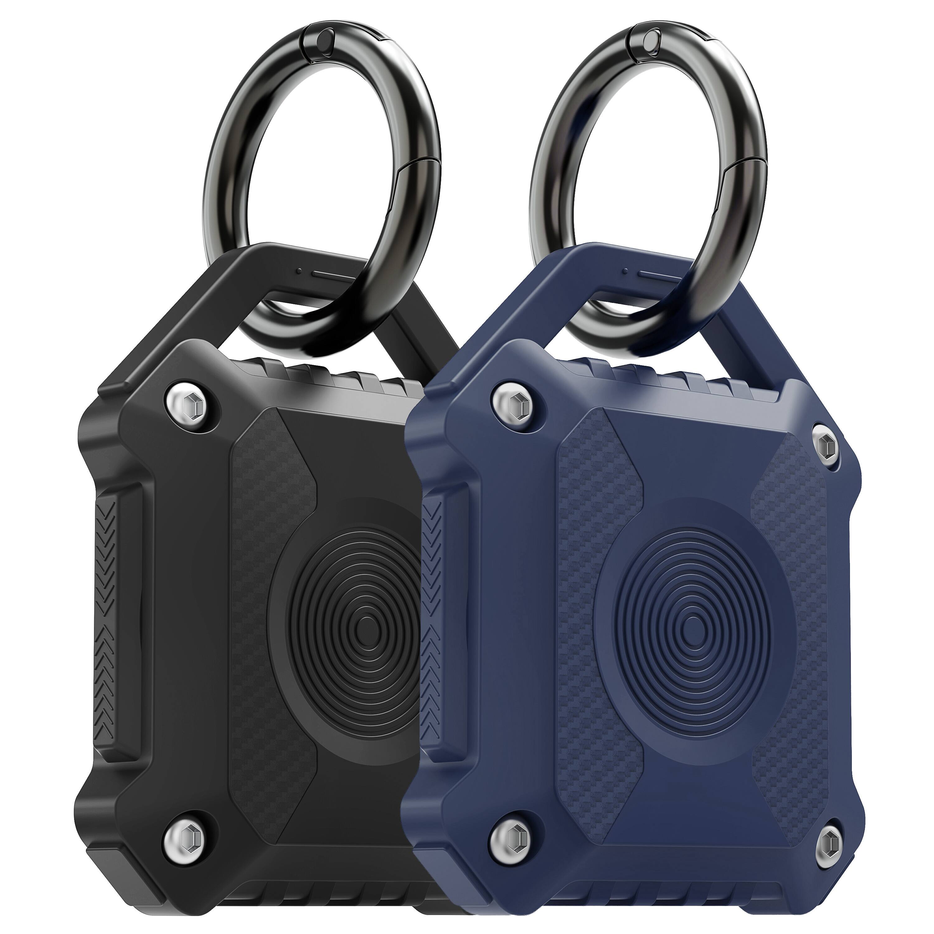 Alt View 3. Vena - 2 Pack For Apple AirTag Holder, AirTag Keychain iP56 Water Resistant, AirTag Case Cover For Pet Dog Cat Collar Luggage - Black|Blue.