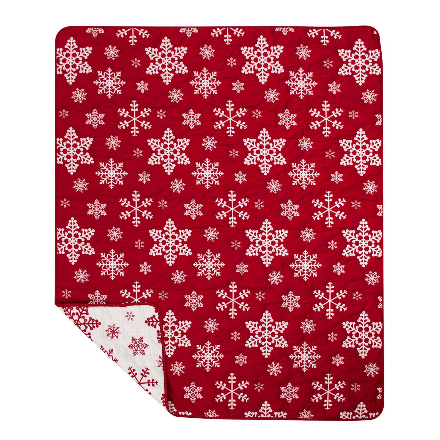 Alt View 2. Greenland Home Fashions - Greenland Home Fashions Snowflakes Premimum Soft Throw Accessory - Red.