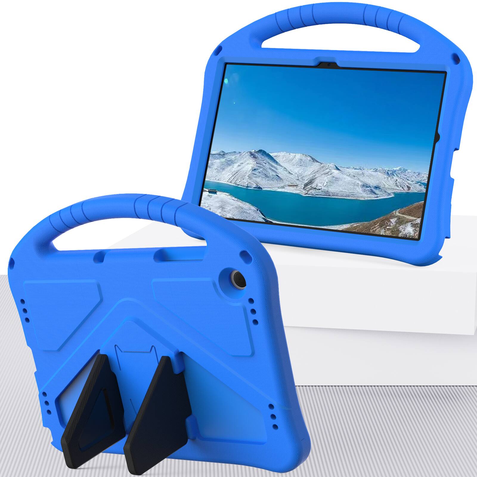 Angle. Dteck - For Samsung Galaxy Tab A11+ /Samsung Galaxy Tab A9+ 11'' Lightweight EVA Shockproof Handle Stand Kids Case Cover - Blue.