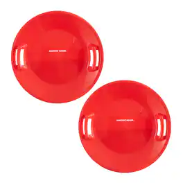 Slippery Racer - Downhill Pro Adults and Kids Saucer Disc Snow Sled, (2 Pack) - Red