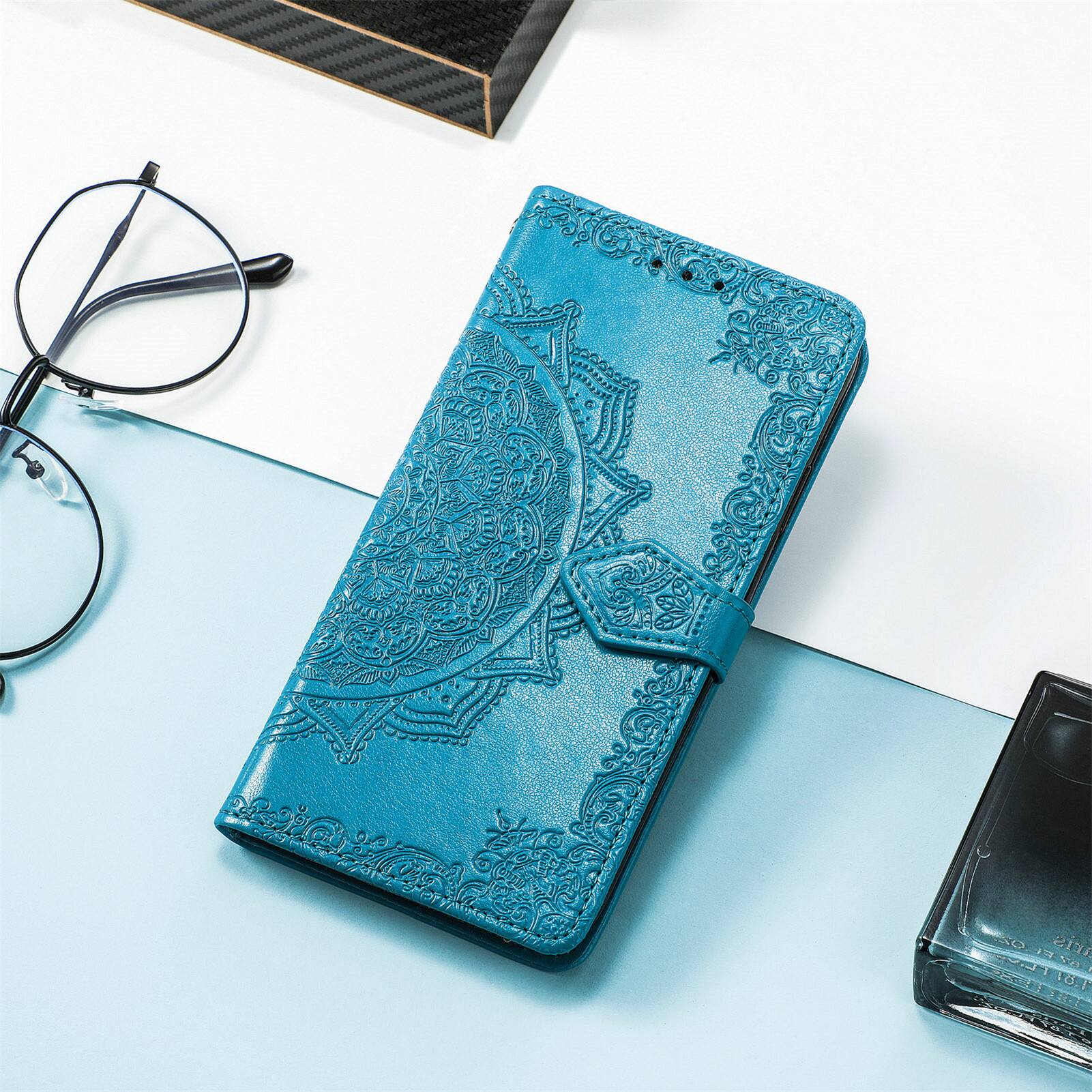 Back. Dteck - For Samsung Galaxy S26 Plus Wallet Magnetic Shockproof Protective Card Slots Stand Flip Phone Case Cover - Blue.