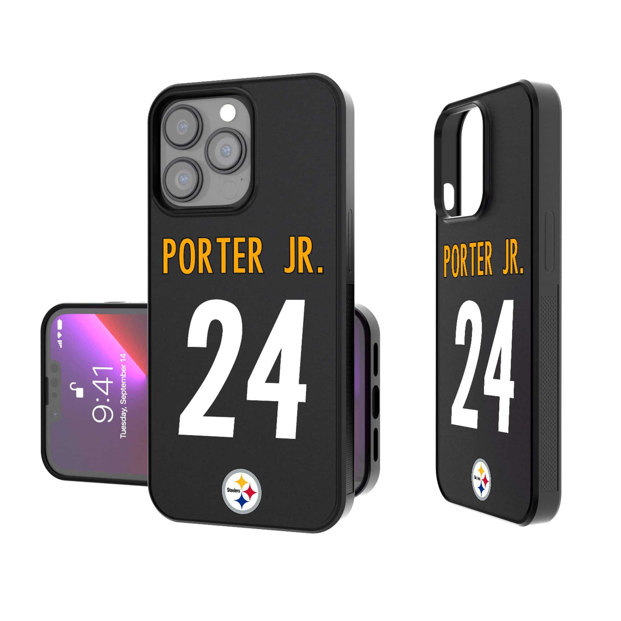 Keyscaper - Joey Porter Jr. Pittsburgh Steelers iPhone Bump Case - 15 Plus - Black