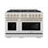 Angle. ZLINE - ZLINE Autograph 48" Select Double Oven Dual Fuel Range w/ Polished Gold Accents (HDRZ-48-G) - Stainless Steel.