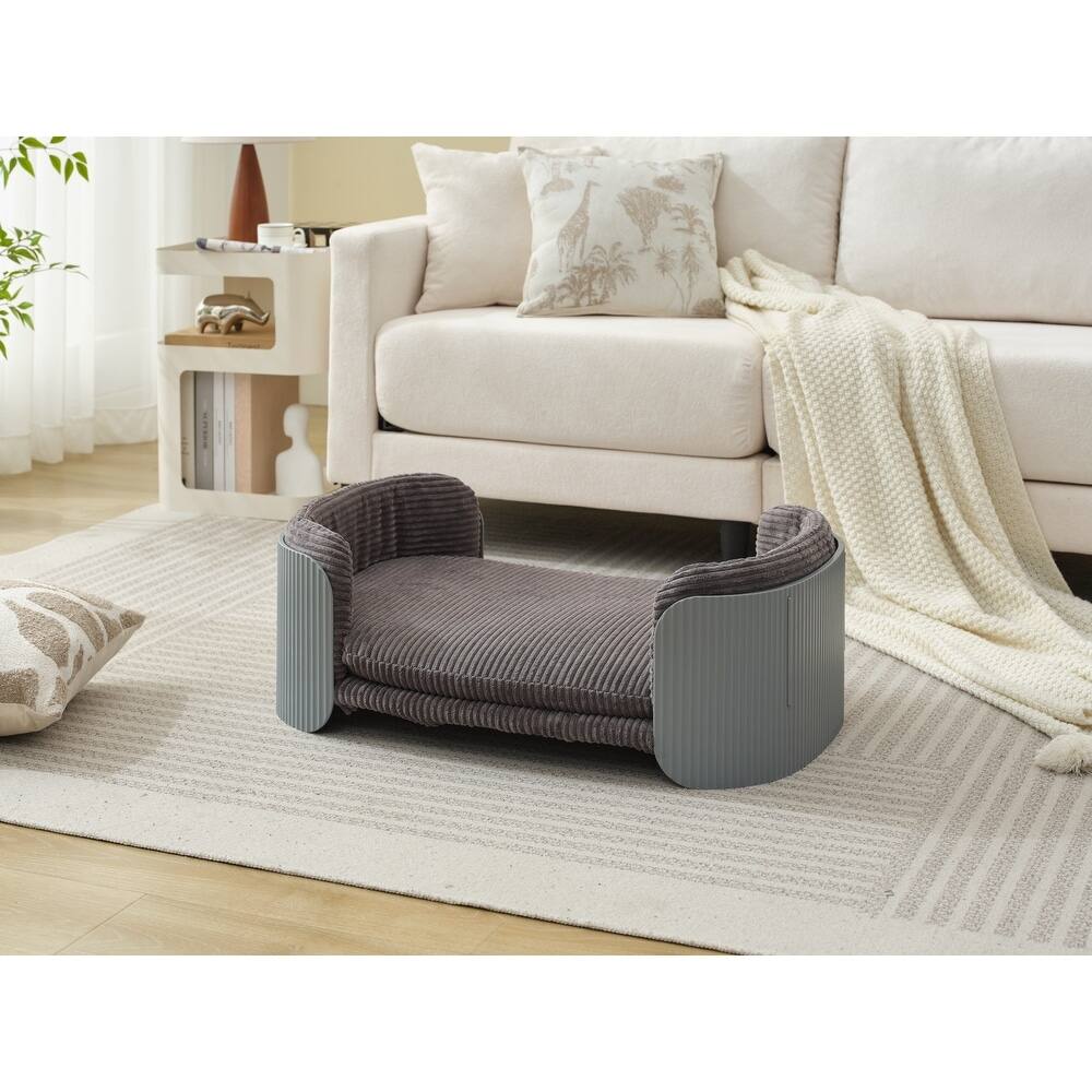 Front. Ficcuss Pets - Furniture Pet Bed With Removable Mattress - Grey.