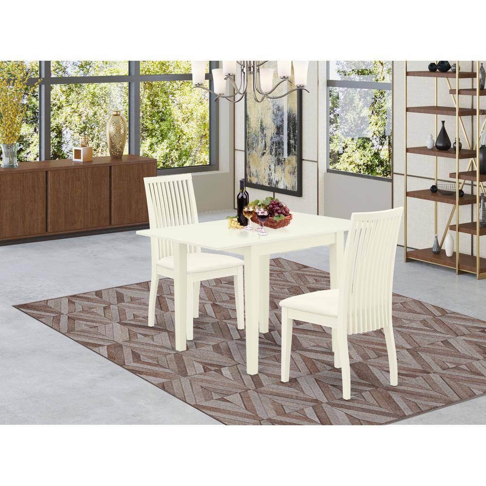 Angle. East West Furniture - Dining Room Set Linen White - Brown.