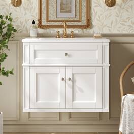 Loheer - 24 inch Wall Mounted Bathroom Vanity Floating Vanity with Sink 2 Door - White