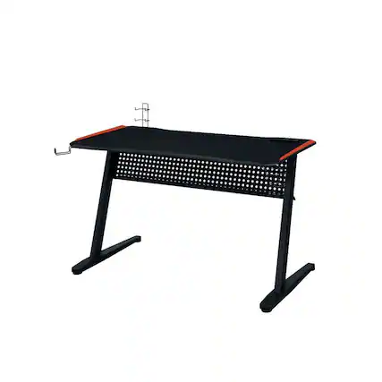 Front. Manhattan Lane - MDF Gaming Table with Cup and Controller Holders - Black.