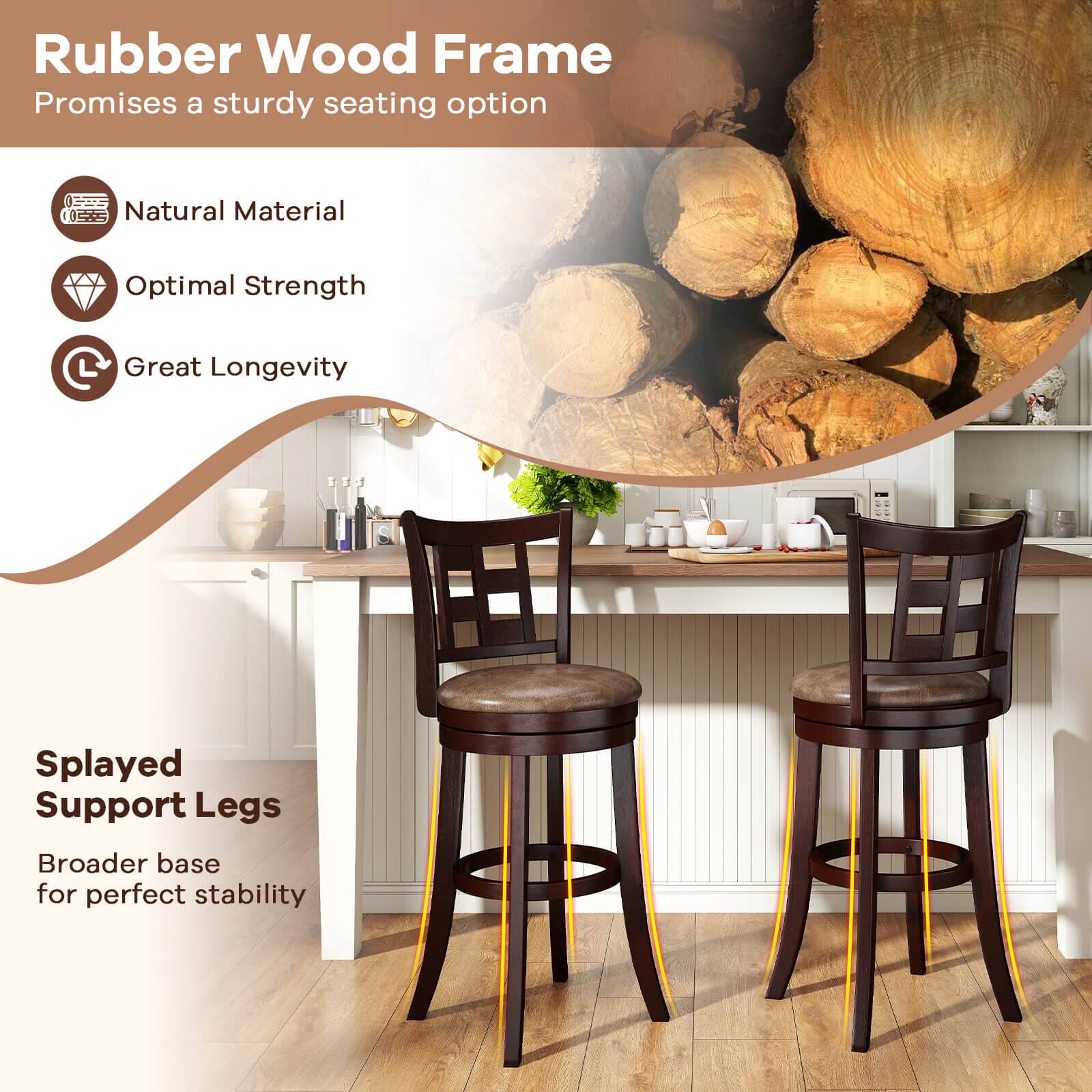 Rubber Wood Frame Promises a sturdy seating option Natural Material Optimal Strength Great Longevity Splayed Support Legs Broader base for perfect stability