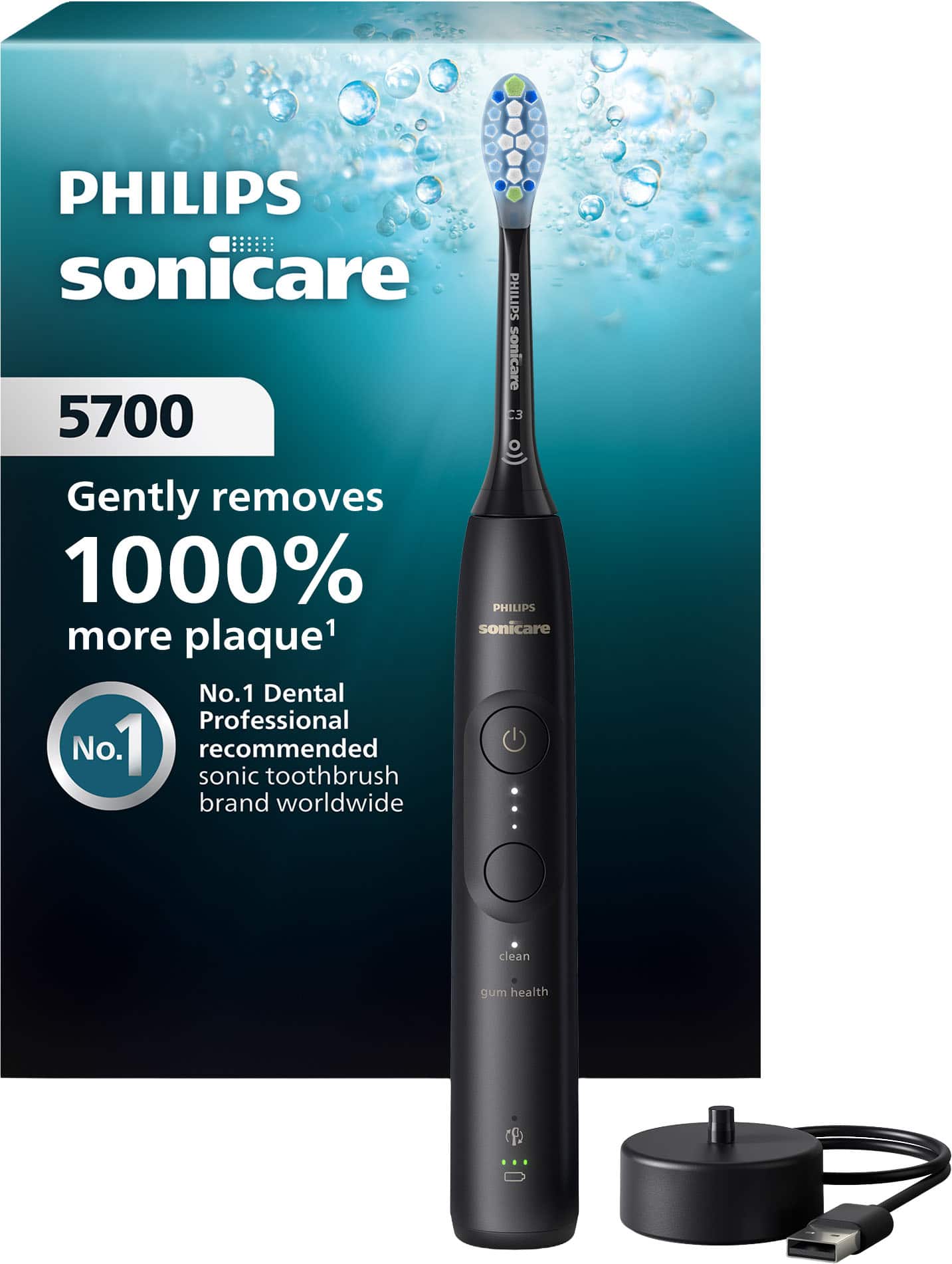 Philips Sonicare - 5700 Series Rechargeable Electric Toothbrush - Black