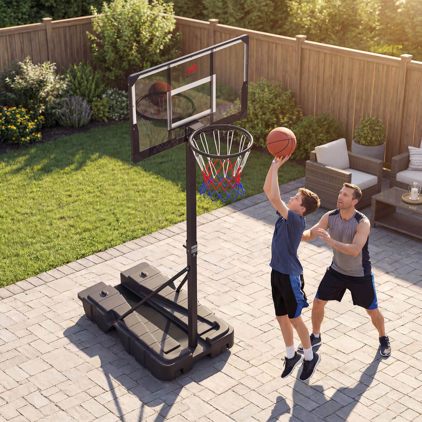 Alt View 1. Costway - Costway 10 FT Foldable Basketball Hoop with Fillable Base, Wheels & Shatterproof Backboard - Black.