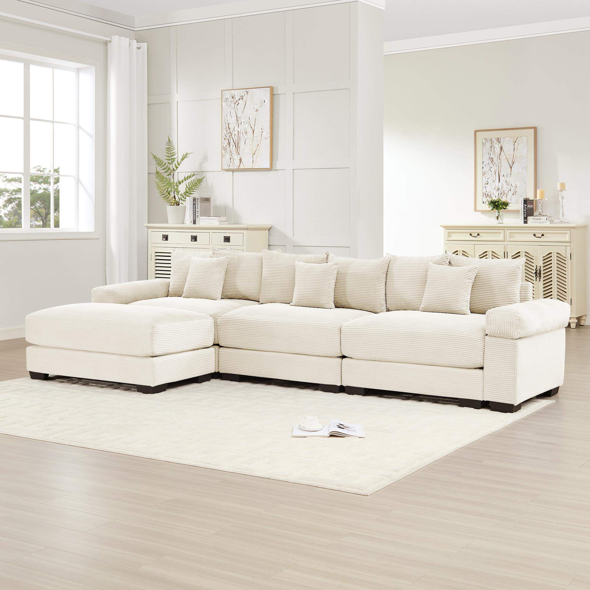 Roomtec 130 inch Oversized Cloud Modular LShape Sectional Couch Soft ...