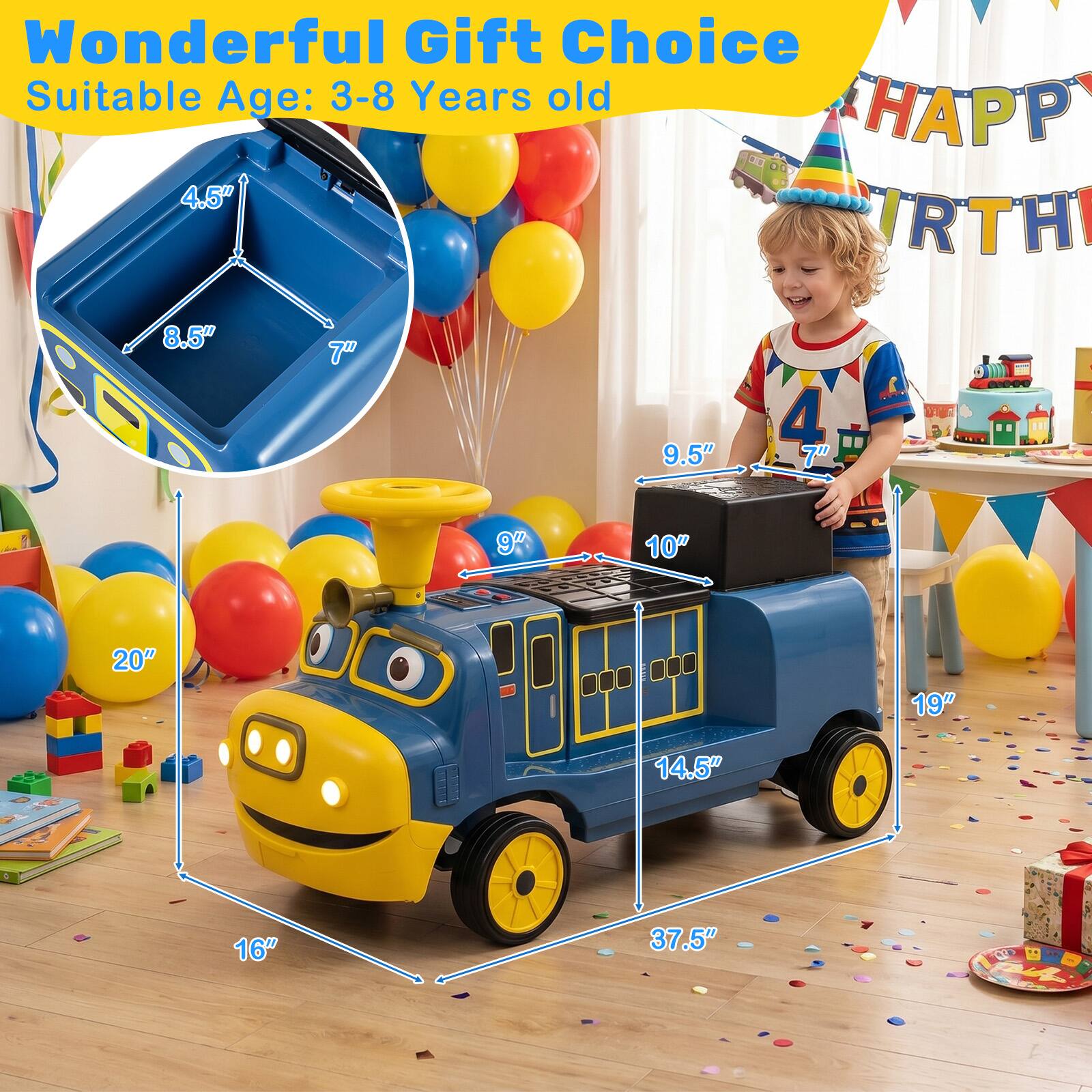 Wonderful Gift Choice  
Suitable Age: 3-8 Years old  

4.5"  
8.5"  
7"  
9.5"  
10"  
20"  
19"  
14.5"  
16"  
37.5"