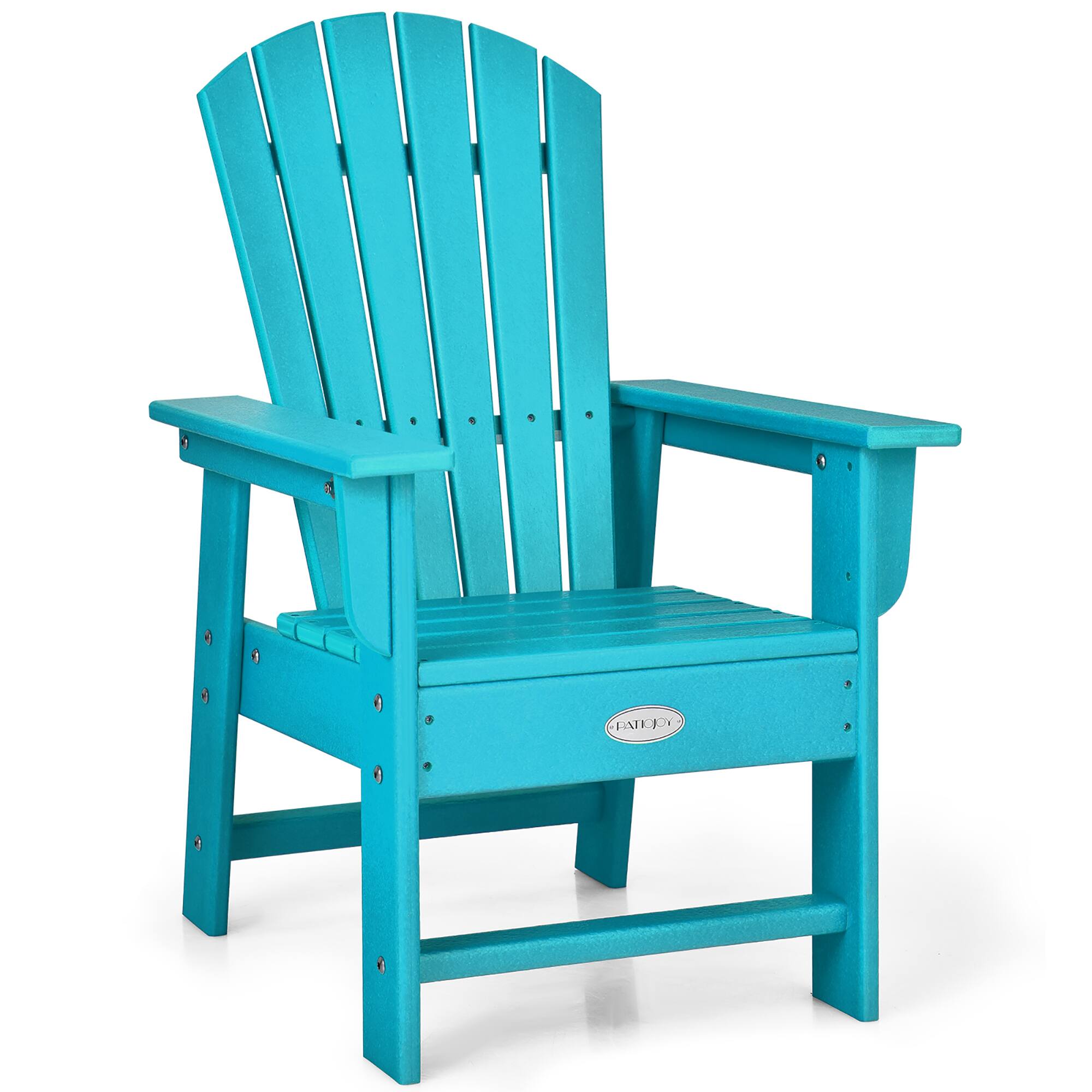 Front. Costway - Costway Patio Kids' Adirondack Chair Seat Weather Resistant for Ages 3-8 - Turquoise.