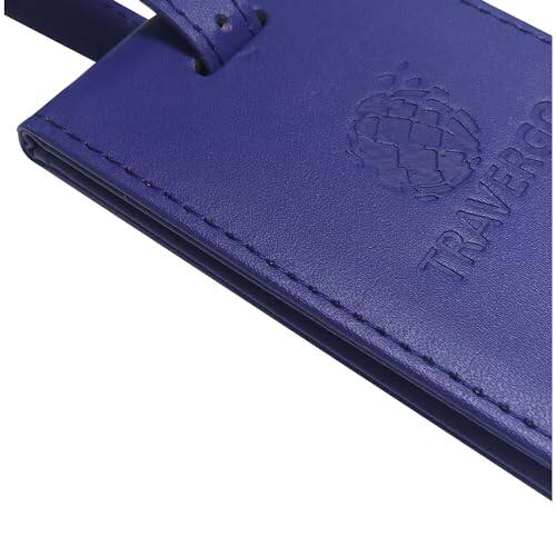 Alt View 3. Go Green Power Inc. - Luggage Tags 2-Pack, Magnetic PU Leather ID Tags, ID Card Insert, Engravable Metal Plate, TR1260BL - Blue.