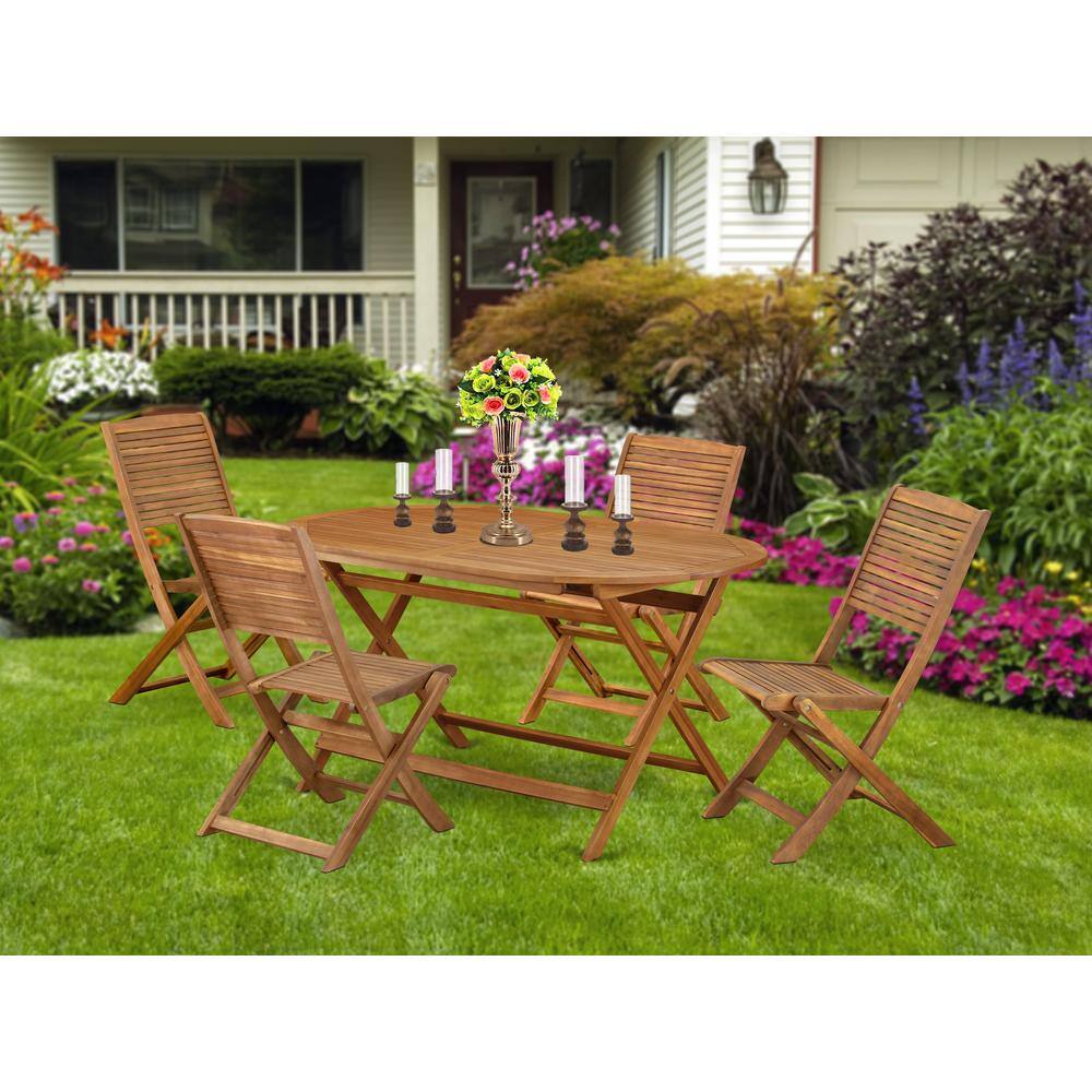 Alt View 3. East West Furniture - 5 Piece Patio Garden Table Set - Brown.