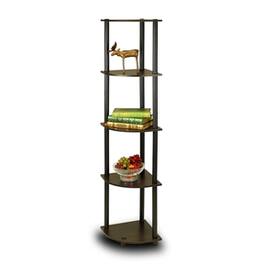 Hivvago - 5-Tier Corner Display Shelf Bookcase in Espresso - Black