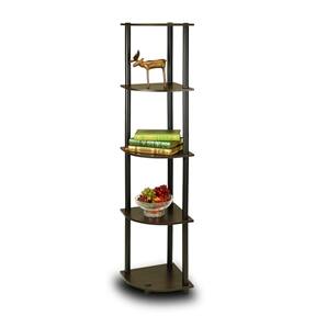Front. Hivvago - 5-Tier Corner Display Shelf Bookcase in Espresso & Black - Black.