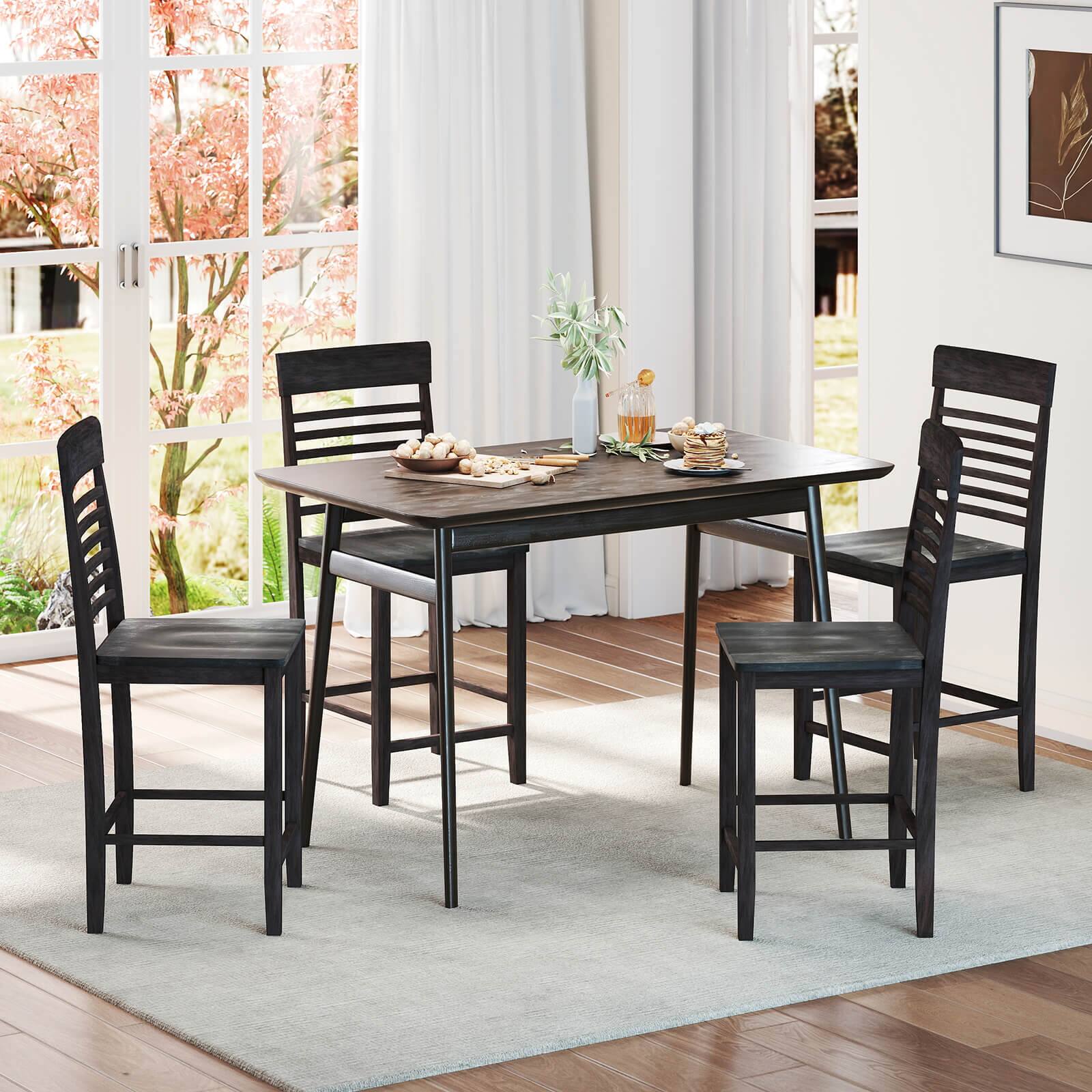 Alt View 4. Costway - Costway Counter-Height Dining Chair Set of 2 with Footrests Solid Wood Frame Modern - Gray.
