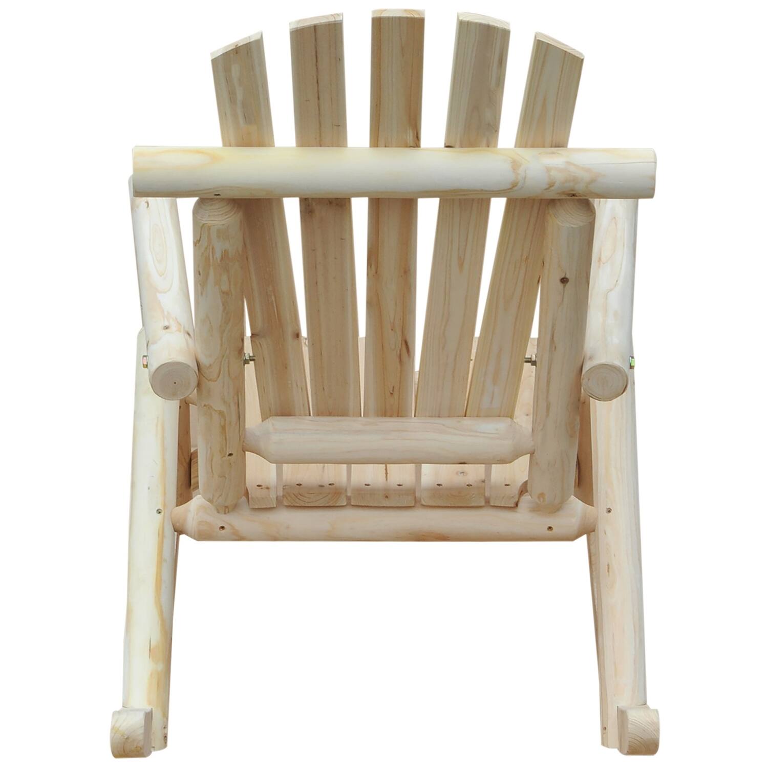Angle. Hivvago - FarmHouse Classical Fir Wood Rocking Adirondack Chair Natural - Set of 2 - Natural.
