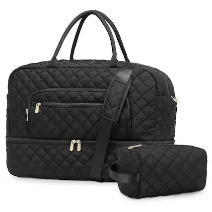 Front. Unique Bargains - 50L Large Travel Duffle Bag for Women Weekender Overnight Bag W/Shoe Compartment+Wet Pocket+Toiletry Bag TSA Approved - Black.