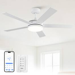 Vaczon - 48" Modern Smart Integrated LED Ceiling Fan with Remote and App - White