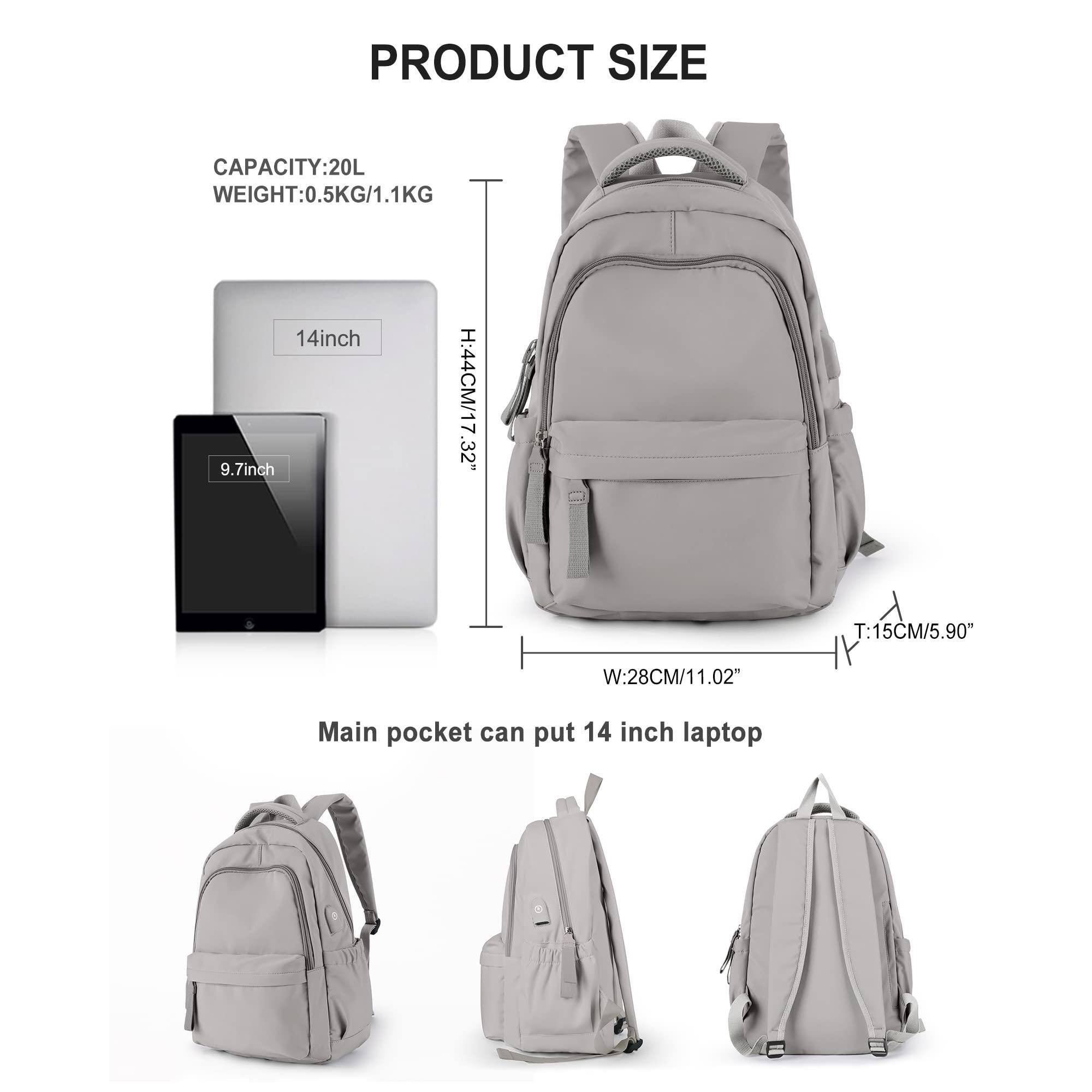 Left. Cozy Serene - Small Backpack For School Aesthetic Lightweight Travel Daypack Simple Cute Women Men College High Bookbag Fit 14 Inch - A2-grey.