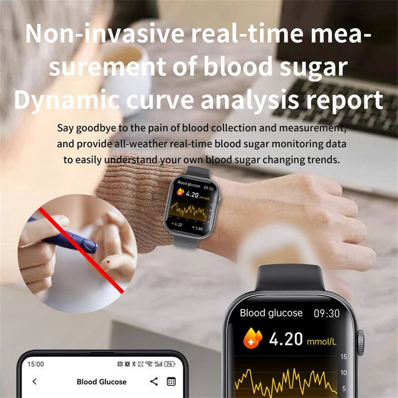 Non-invasive real-time measurement of blood sugar  
Dynamic curve analysis report  

Say goodbye to the pain of blood collection and measurement, and provide all-weather real-time blood sugar monitoring data to easily understand your own blood sugar changing trends.  

Blood glucose 09:30  
4.20 mmol/L  

Blood Glucose  
4.20 mmol/L