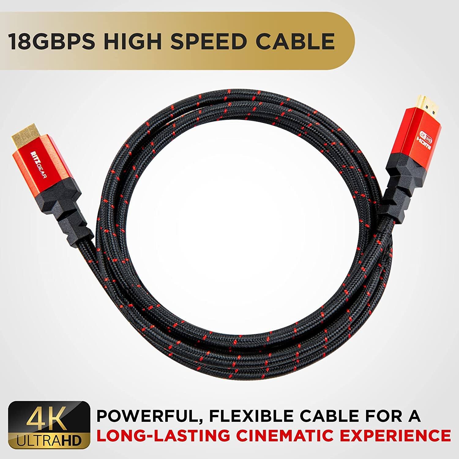 18GBPS HIGH SPEED CABLE, RITZGEAR HOMOCKO 4K POWERFUL, FLEXIBLE CABLE FOR A ULTRAHD LONG-LASTING CINEMATIC EXPERIENCE