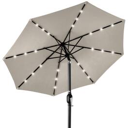 Best Choice Products - 10ft Solar LED Lighted Patio Umbrella w/ Tilt Adjustment, UV-Resistant Fabric - Beige