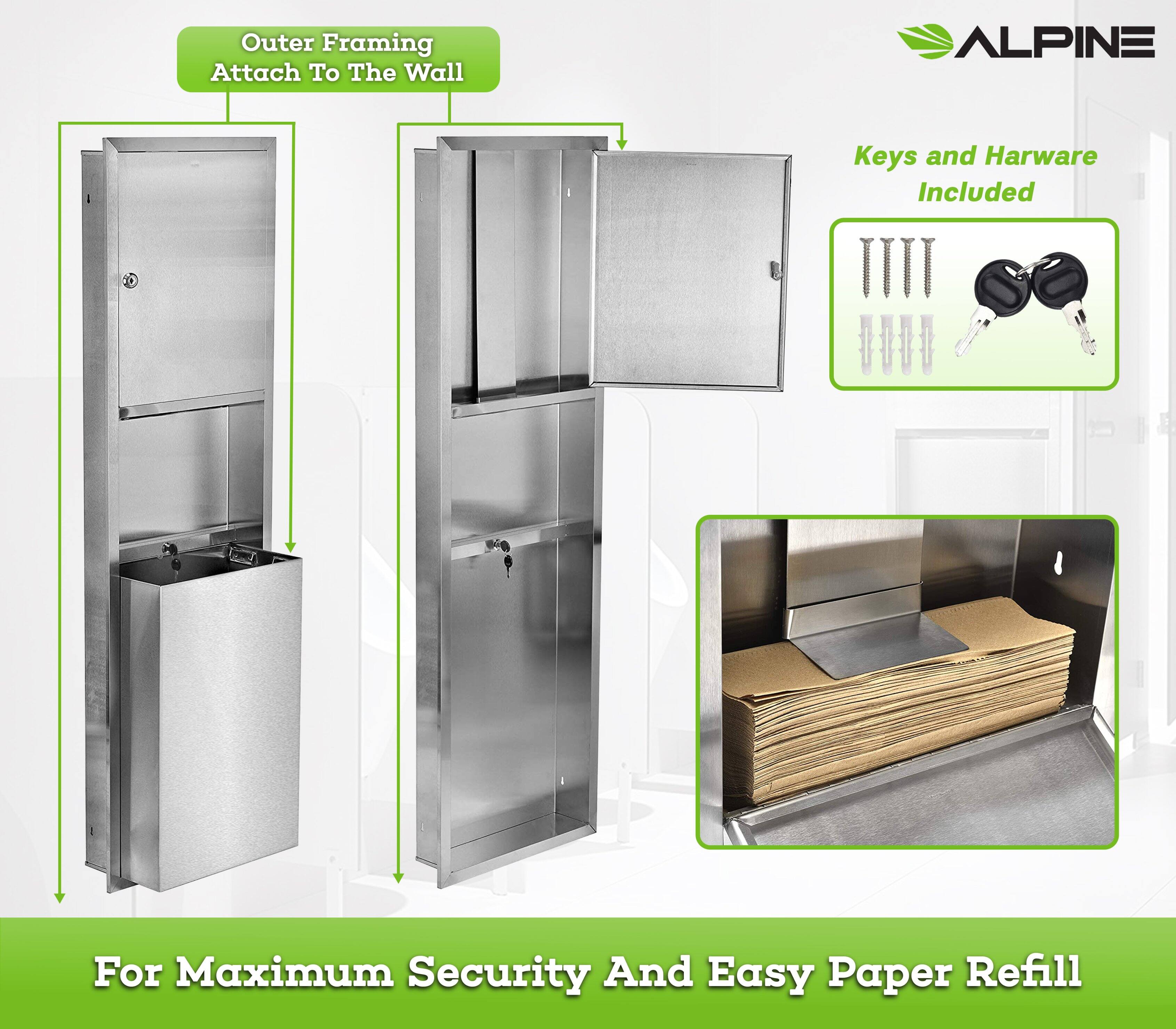 Outer Framing Attach To The Wall, Keys and Harware Included, For Maximum Security And Easy Paper Refill
