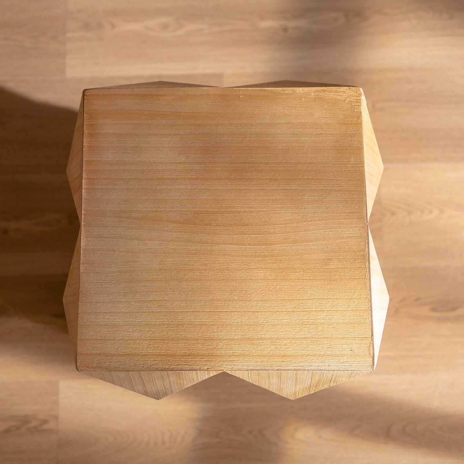 Alt View 10. Ecooso - 23.62"Height Three-dimensional Embossed Pattern Design Retro Side Table Retro Wooden Nightstand - Natural.