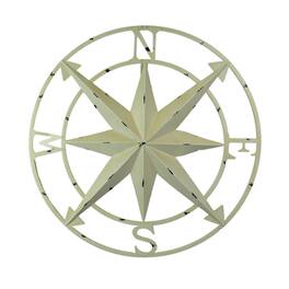 Zeckos - Antiqued Indoor Outdoor Metal Compass Rose Wall Sculpture 20.5 Inch - White