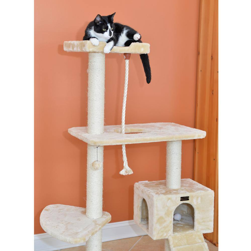 Alt View 3. Armarkat - Natural Sisal Real Wood Scratching Cat Tree 58 Height Beige - Beige.