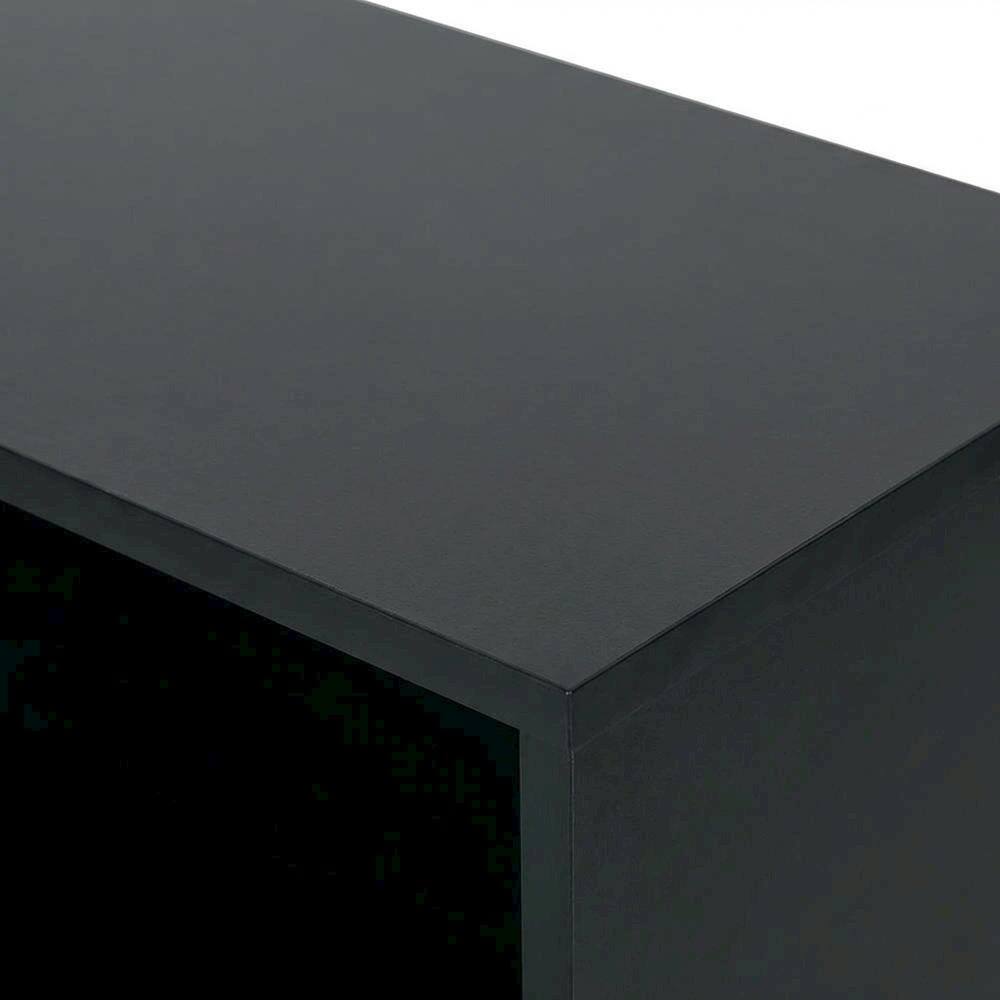 Alt View 2. FurniFact - Black 2-Shelf Bookcase with Metal Frame and Laminate Shelves - Black.