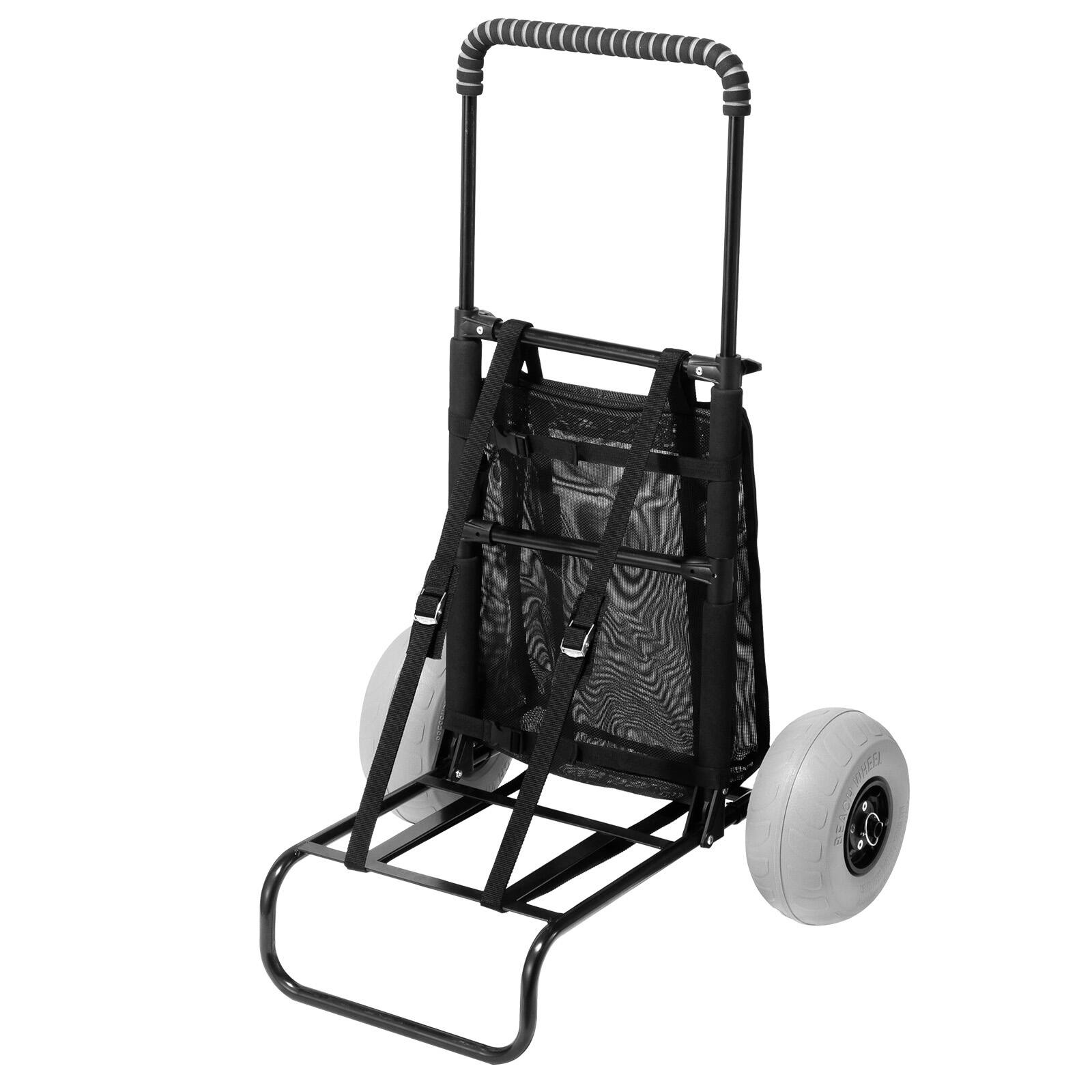 Alt View 2. LOVMOR - Beach Dolly for Sand with 9 in. Balloon Wheels, Folding Cart, 165-Lb Capacity, Adjustable Handle - Black+Gery.