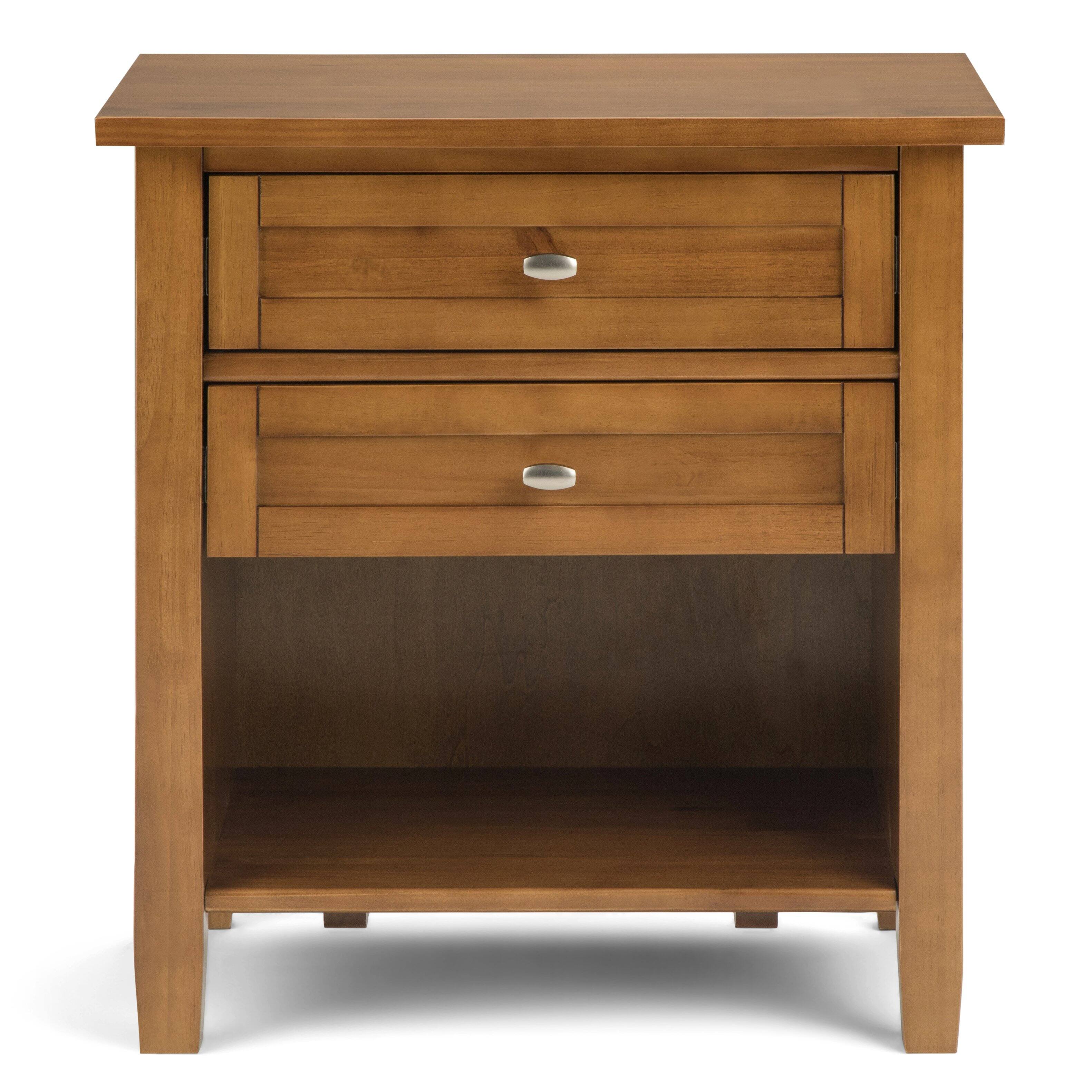 Angle. Simpli Home - Warm Shaker 24 inch Solid Wood Transitional Night Stand in Light Golden Brown (Set of 2) - Light Golden Brown.