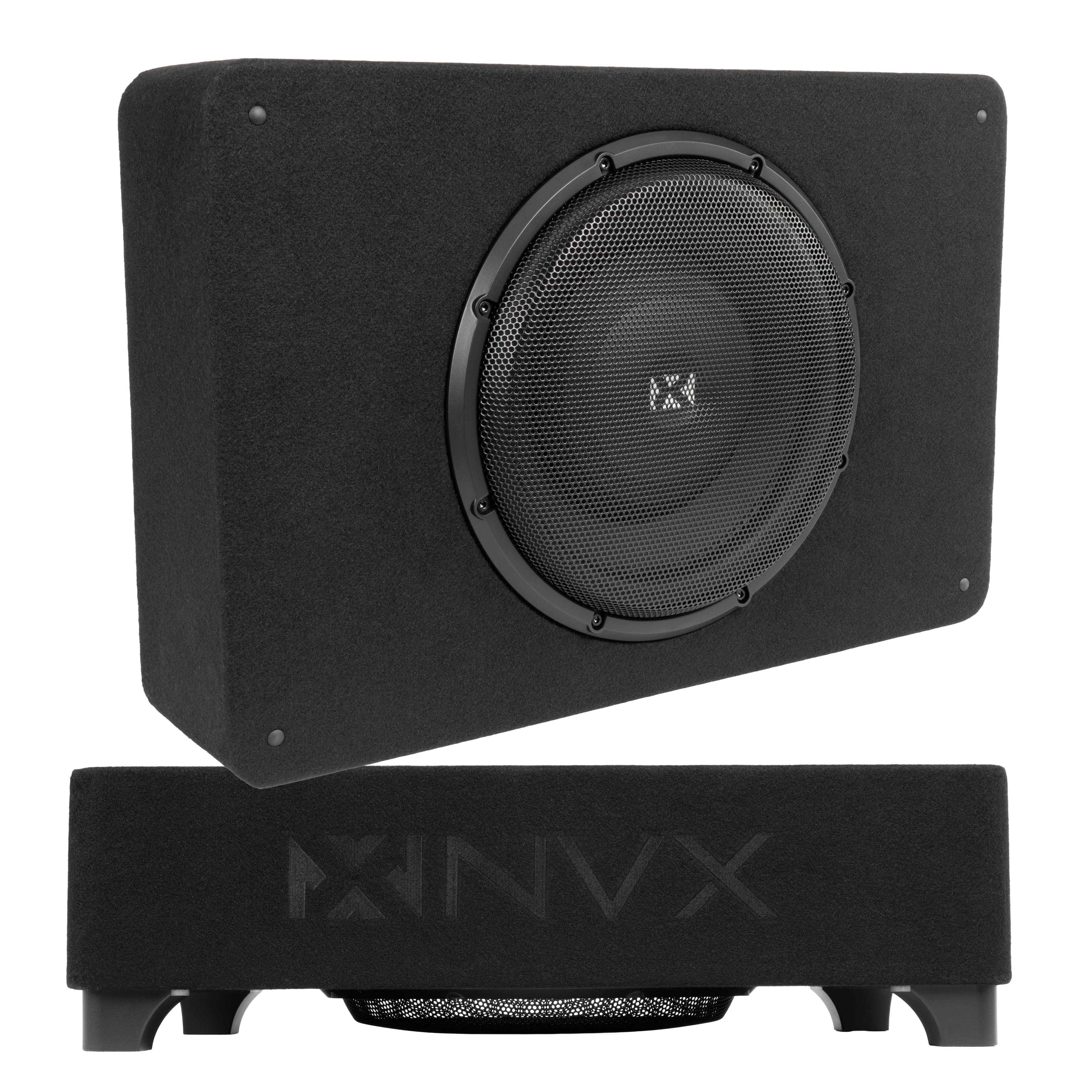 NVX - BXSQ112 1200W Peak (600W RMS) Sealed 2-Ohm Loaded Enclosure with Single 12in S-Series Shallow-Mount Subwoofer