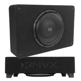 NVX - BXSQ112 1200W Peak (600W RMS) Sealed 2-Ohm Loaded Enclosure with Single 12in S-Series Shallow-Mount Subwoofer