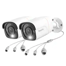 Reolink - 2-Camera Indoor/Outdoor Add On or Stand Alone Wired PoE 4K+ 12MP Security Bullet IP Cameras, Smart AI Search, Spotlight - White