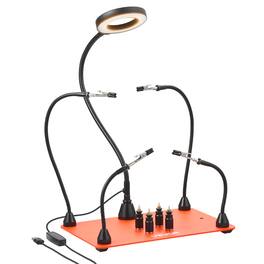 VEVOR - Magnetic Helping Hands Soldering Station, 4 Flexible Arms Third Hand Soldering Tool, with 3X LED Magnifying Lamp, 4 PCB - Orange