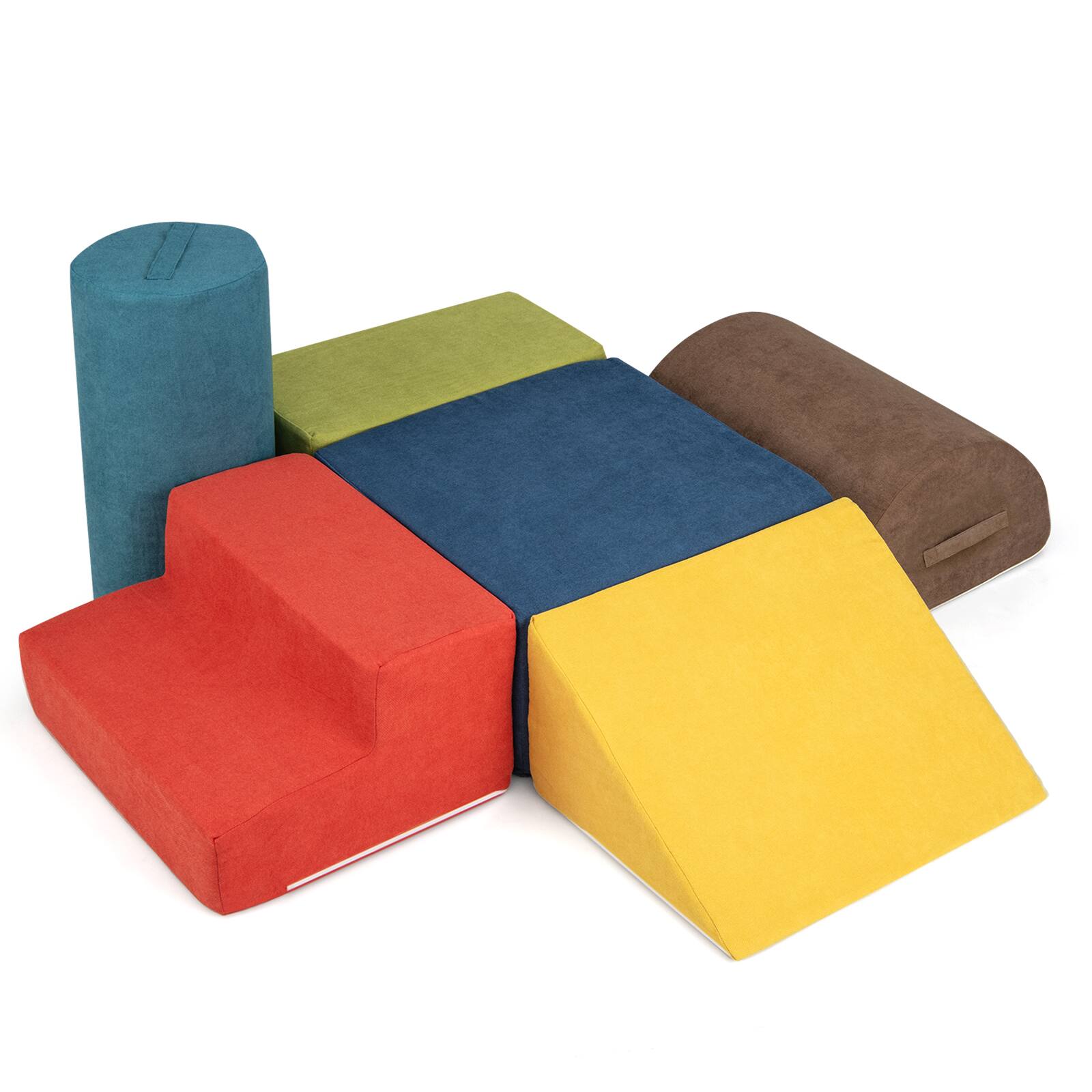 Alt View 9. Gymax - Gymax 6 Pcs Toddler Climbing Blocks w/ Handles Chenille Fabric Cover Corner Play Gym - Multicolor.