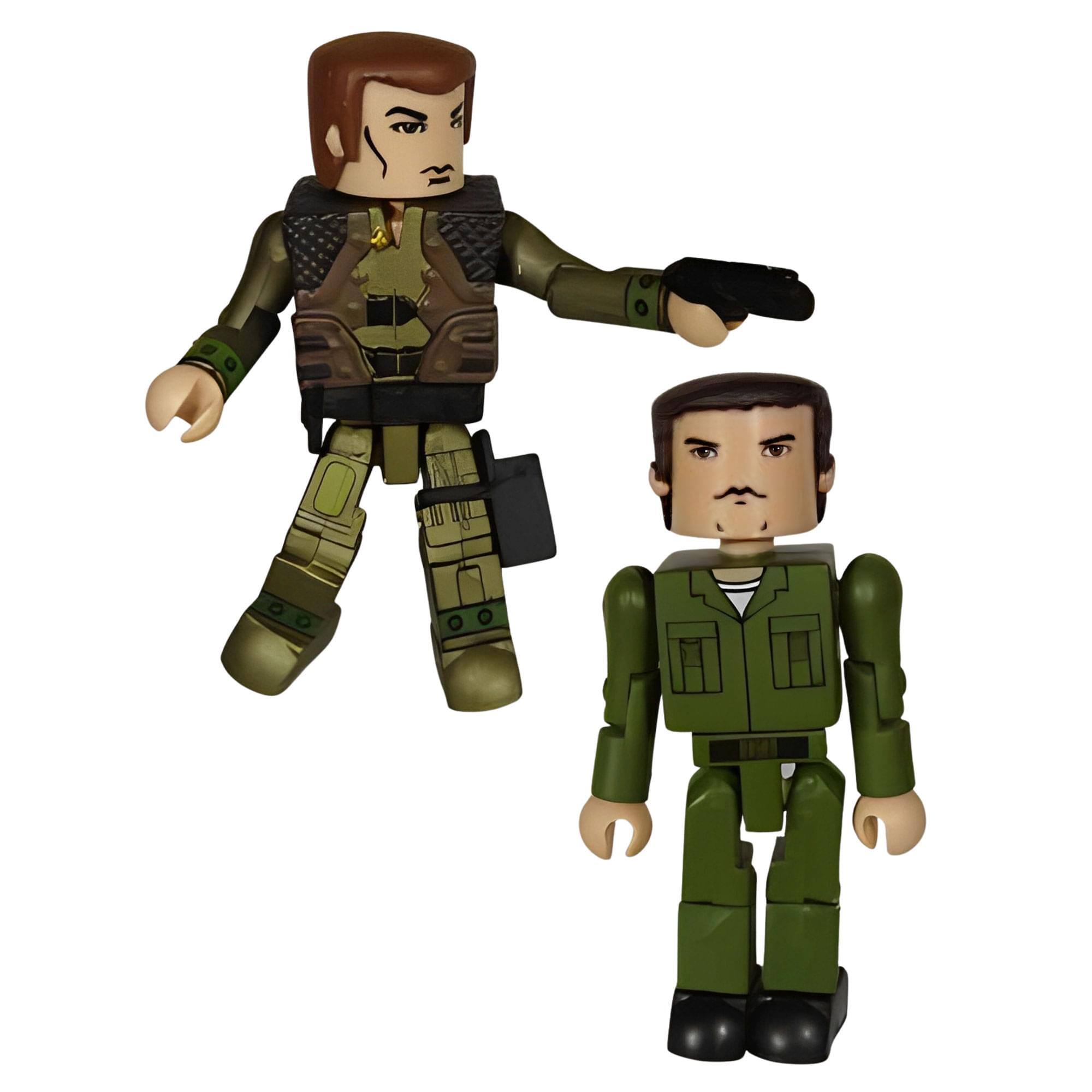 Front. Diamond Comic - Battlestar Galactica Minimates Lt. Helo And Chief Galen Tyrol Action Figures.