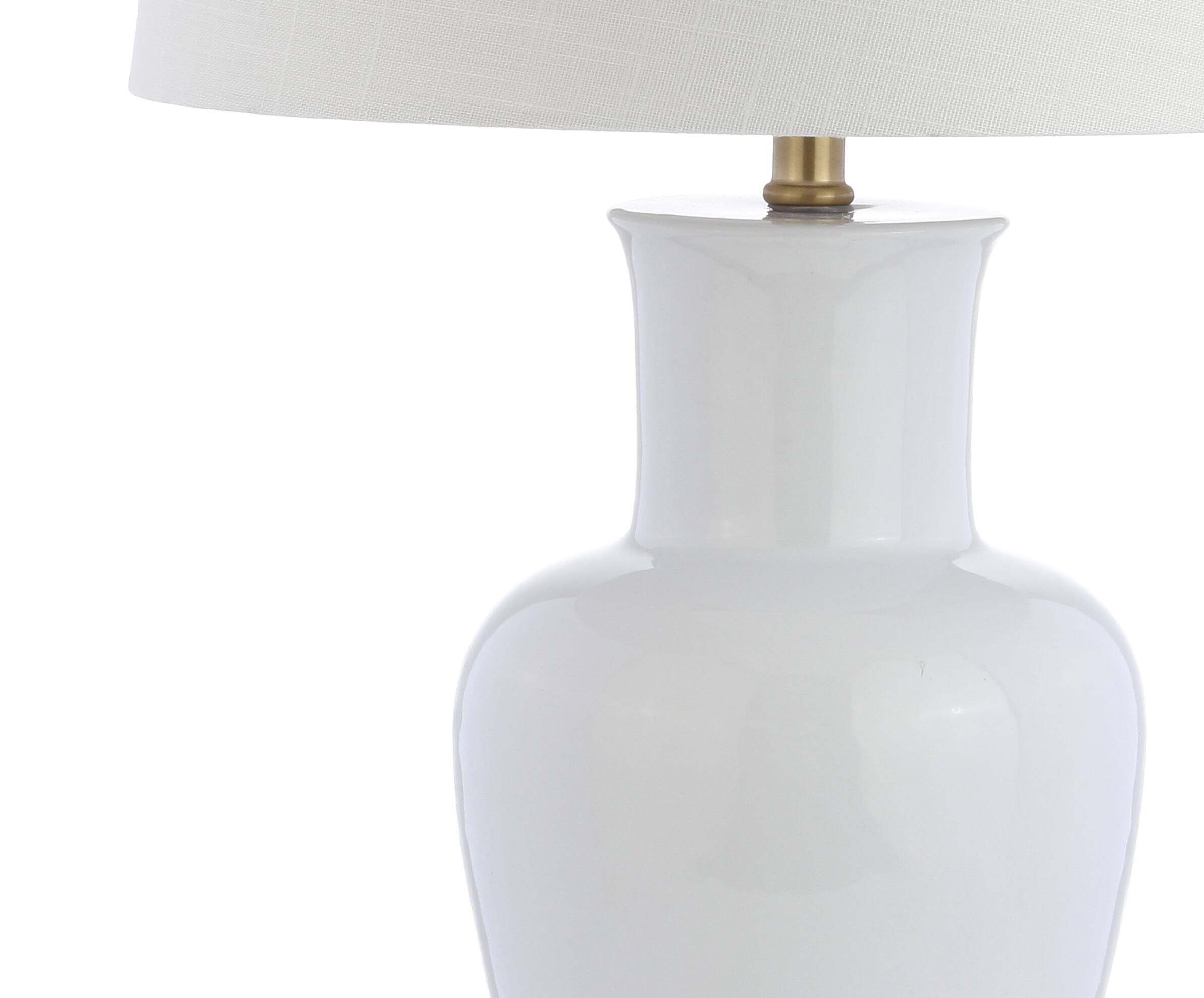 Alt View 6. Jonathan Y - Julian 29" Traditional Classic Ceramic Urn LED Table Lamp, White/Gold - White/Gold.