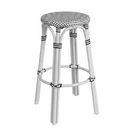 Butler Specialty - Tobias Round Rattan 30" Bar Stool - White And Black Dot