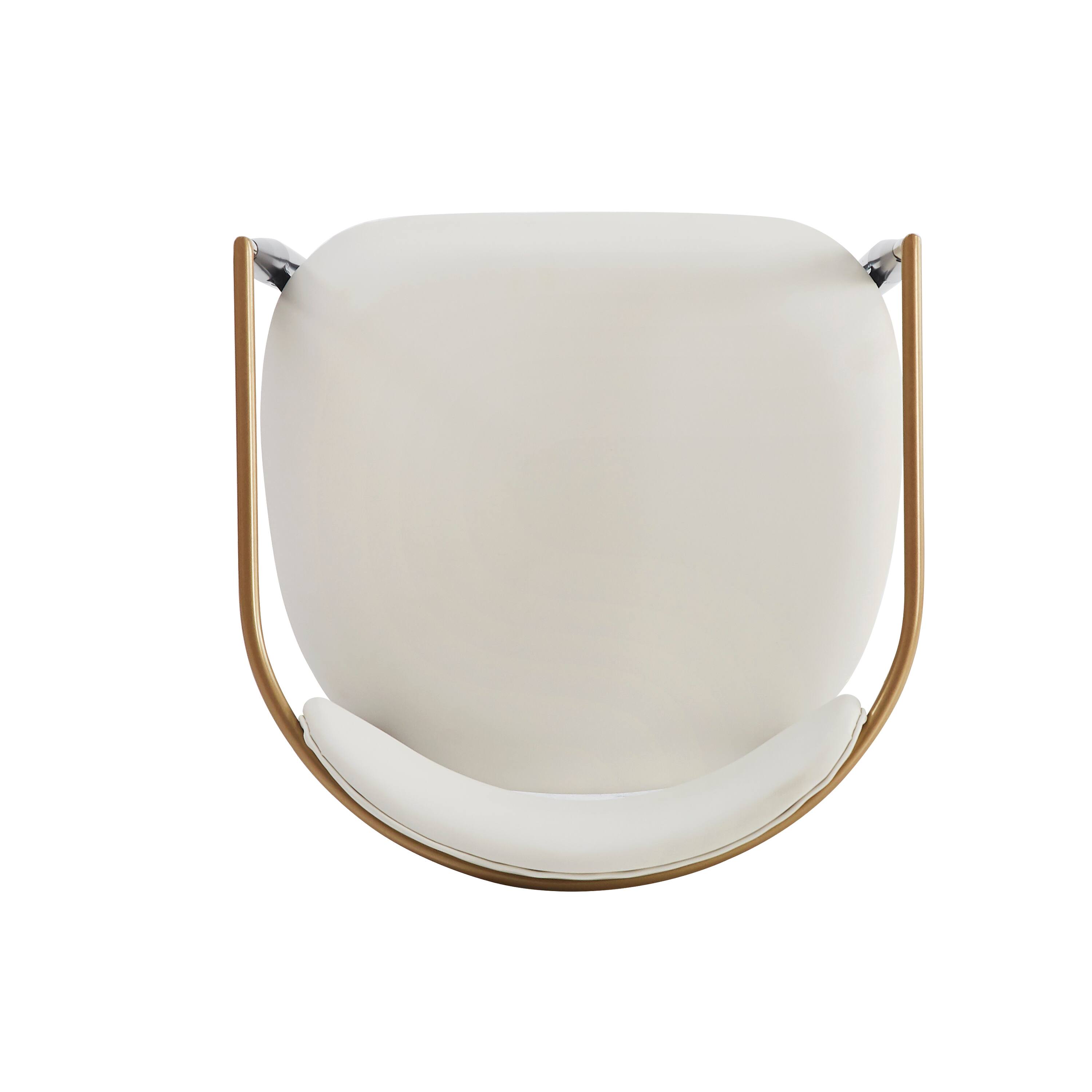 Alt View 7. APRILSOUL - Barstools Set of 2 Upholstered Back Kitchen Island Beige Faux PU Leather Black Iron 260LBS - White.